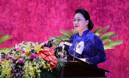 La présidente de l'AN Nguyen Thi Kim Ngan au Congrès du Parti de Hoa Binh