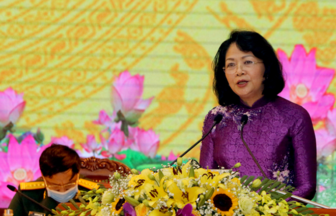 La vice-présidente Dang Thi Ngoc Thinh lors du 10e Congrès d'émulation patriotique de la province de Lai Chau. Photo: Baoyenbai