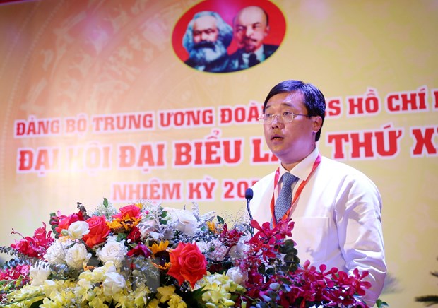 Le premier secrétaire du CC de l'UJCH, Le Quoc Phong, a été reélu secrétaire du Comité du Parti de cette union pour le mandat 2020-2025. Photo: VNA