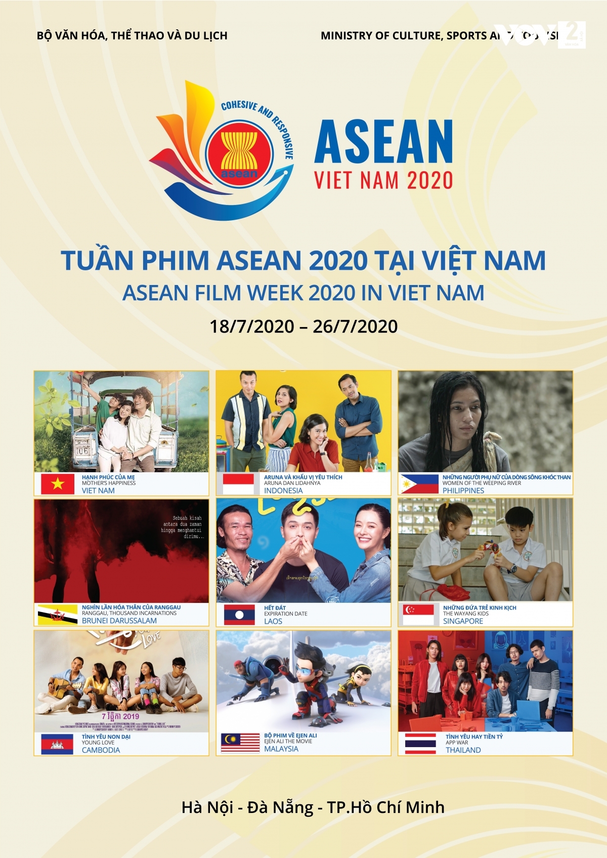 La Semaine du film de l'ASEAN s'est tenue à Hanoi, Da Nang et Hô Chi Minh-Ville du 18 au 26 juillet. Source: VOV