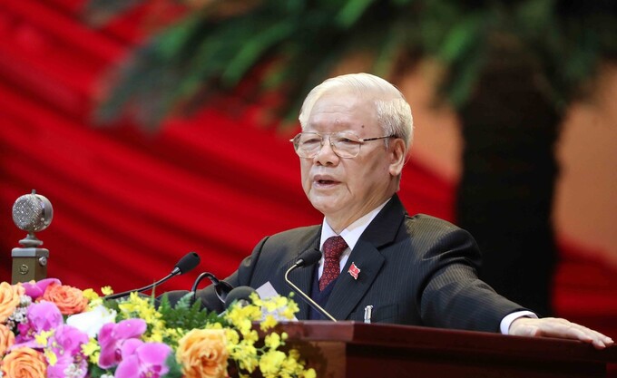 Nguyên Phu Trong, secrétaire général du 12e exercice et président de la République depuis octobre 2018, a été réélu. Photo: VNA