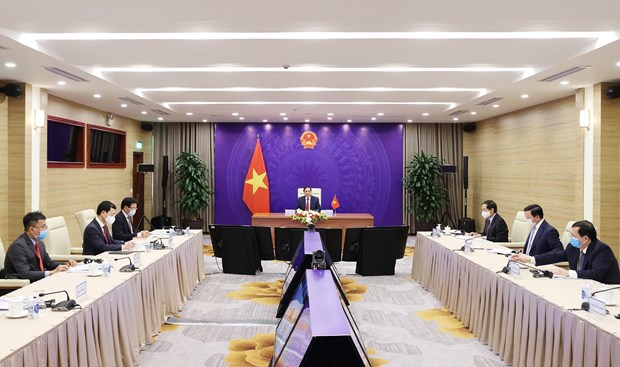 Le Premier ministre Pham Minh Chinh assiste à la 26e Conférence internationale sur l'avenir de l'Asie (FOA 2021) qui a débuté sous forme virtuelle le 20 mai 2021. Photo: VNA